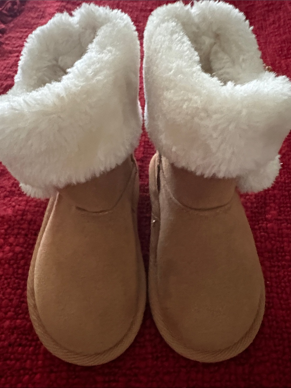 Kids Tan Plush-Lined Slipper Boots. New without tags.